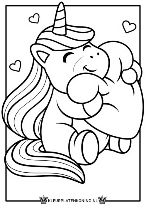 Kleurplaat unicorn hartjes