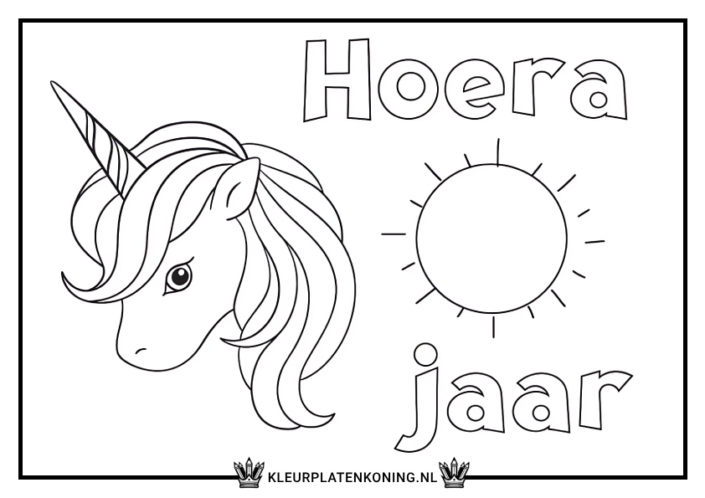 hoera ... jaar verjaardag unicorn